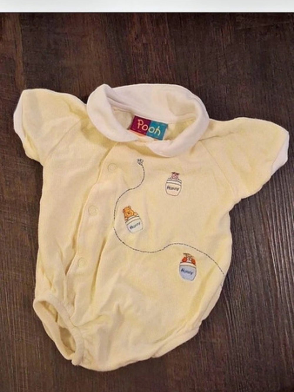 Vintage Disney Winnie the Pooh Baby Bodysuit Yellow